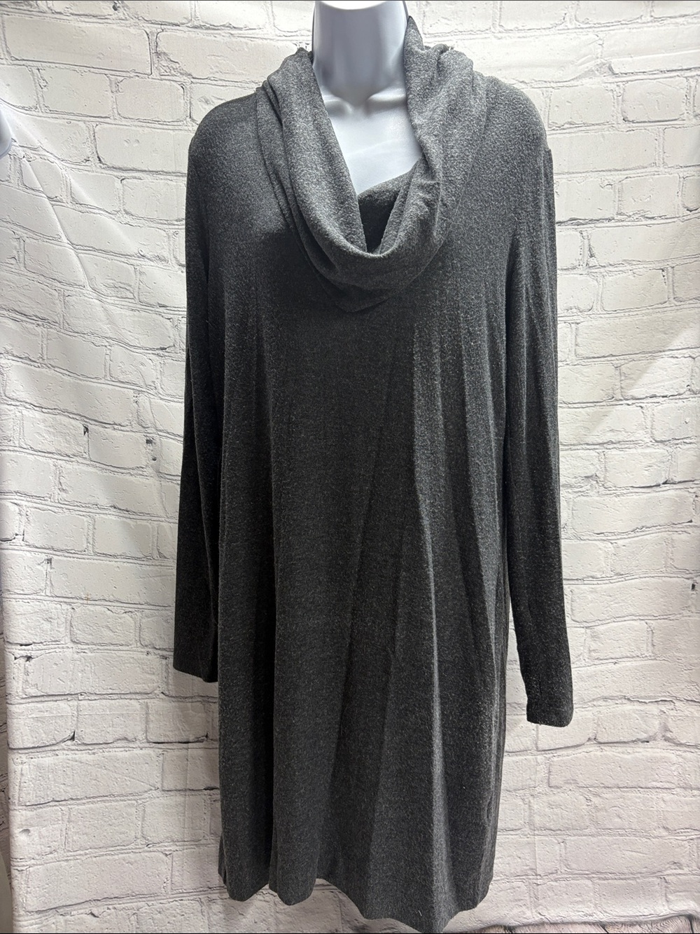 Michael Stars Gray Cowl Neck Long Sleeve Dress